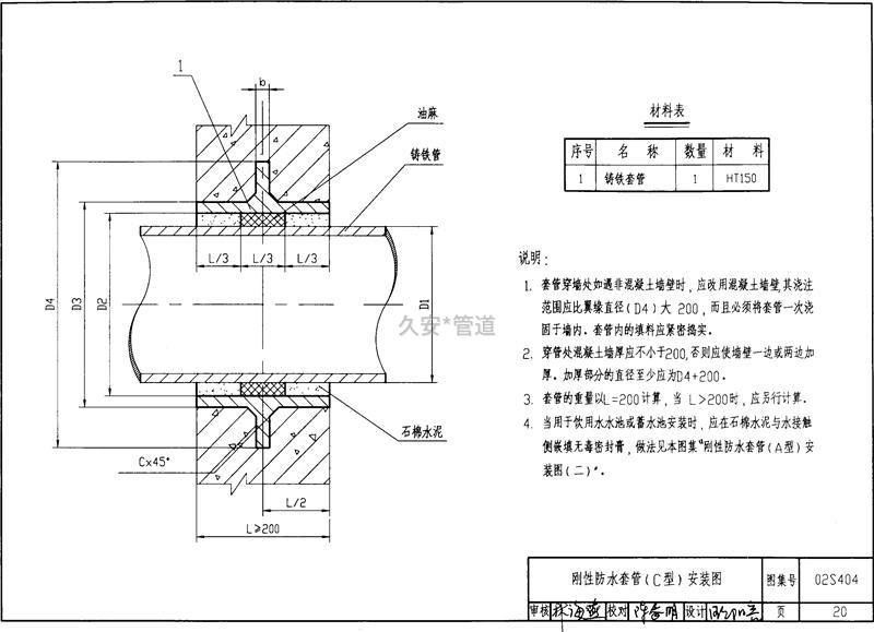 剛性防水套管c型結構圖